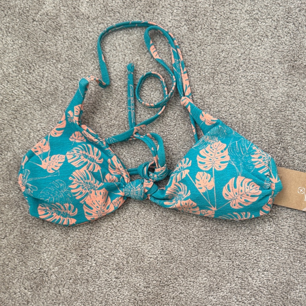 Tropical Print Reversible Bikini Top